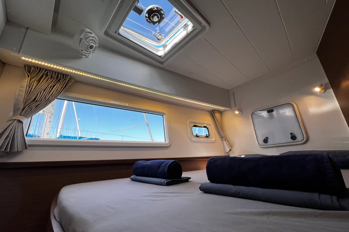 Cabin on Odessa, a Lagoon 42 catamaran at Ibiza, Spain