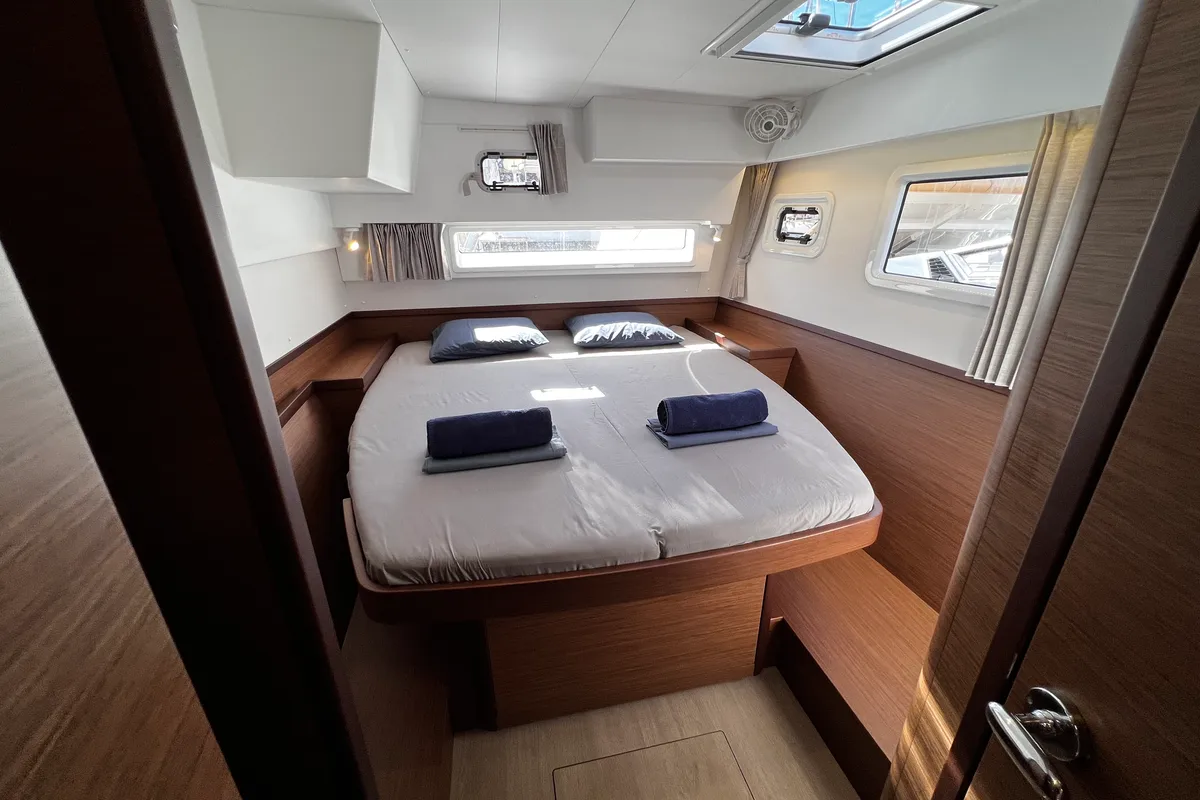 Cabin on Odessa, a Lagoon 42 catamaran at Ibiza, Spain