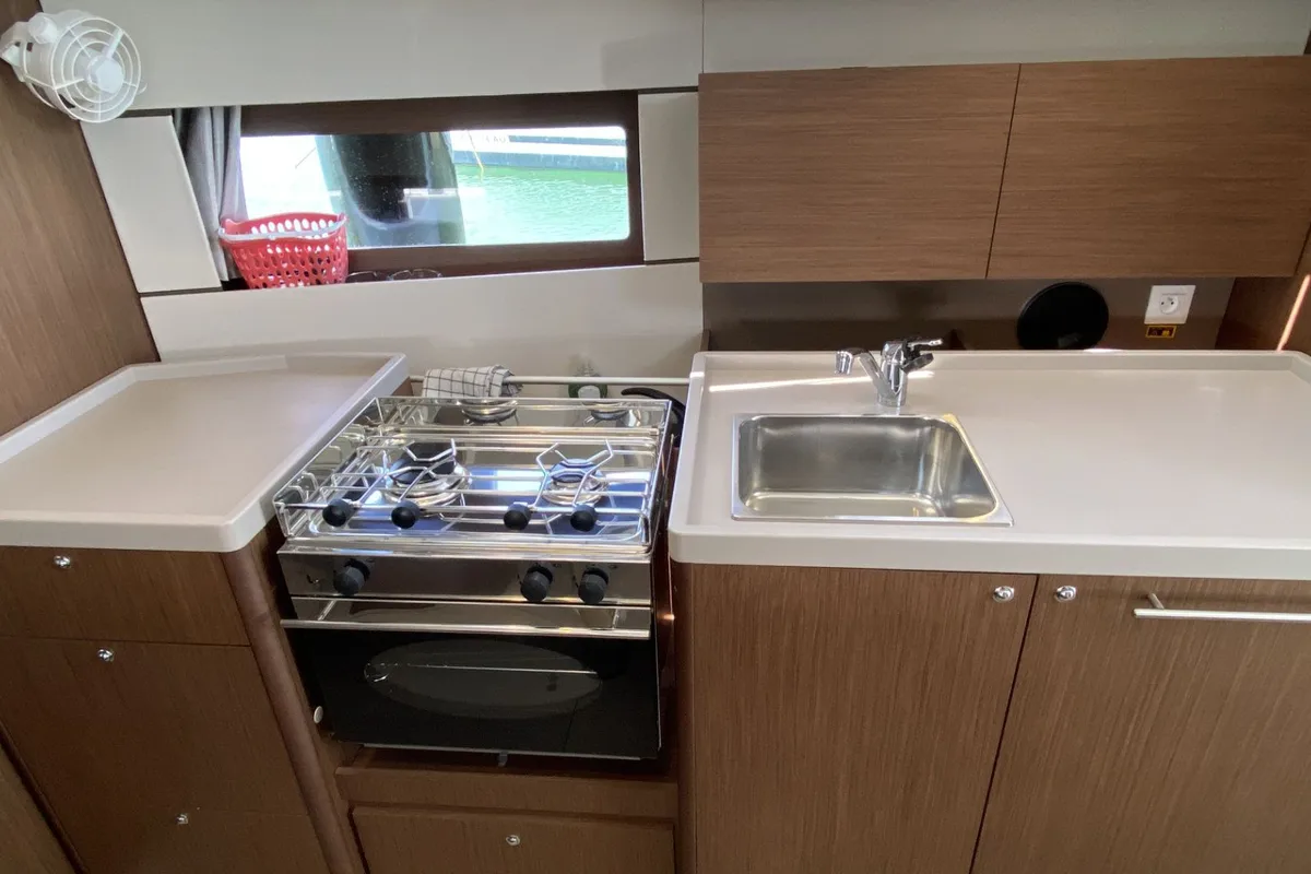 Galley of Maja, a Beneteau Oceanis 38.1 sailboat at Grad Pula, Croatia