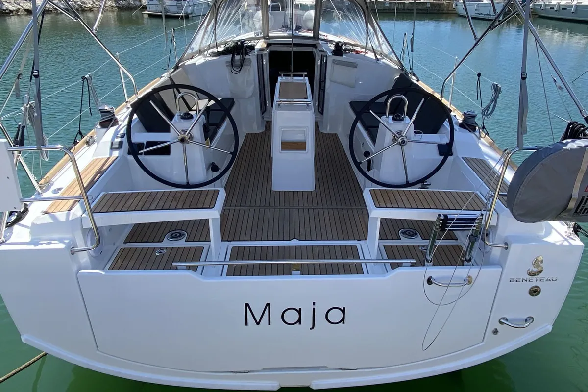 Cockpit of Maja, a Beneteau Oceanis 38.1 sailboat at Grad Pula, Croatia