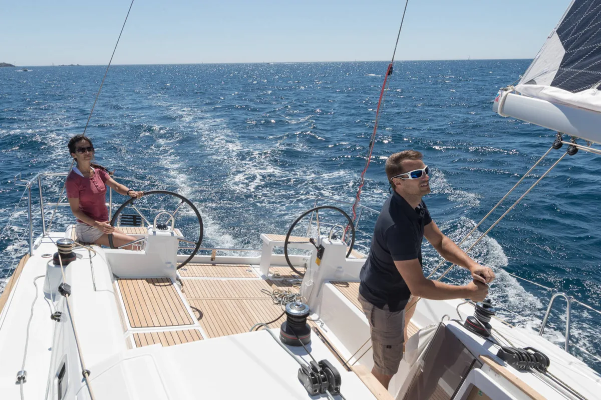 Cockpit of Maja, a Beneteau Oceanis 38.1 sailboat at Grad Pula, Croatia