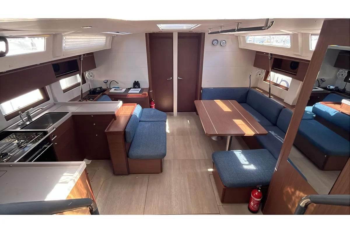 Salon of Alboran Moscatel, a Beneteau Oceanis 51.1 sailboat at es Jonquet, Spain