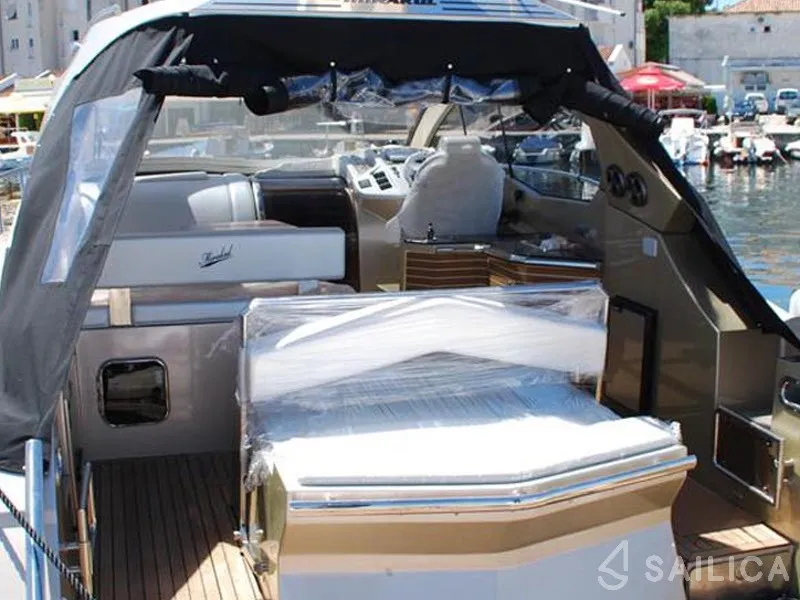 Deck of Marta VI, a Grginić jahte Mirakul 40 motor yacht at Split, Croatia