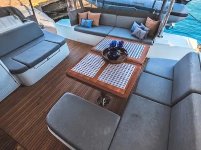 Cabin on Alpha, a Lagoon 51 catamaran at Agios Stefanos, Greece