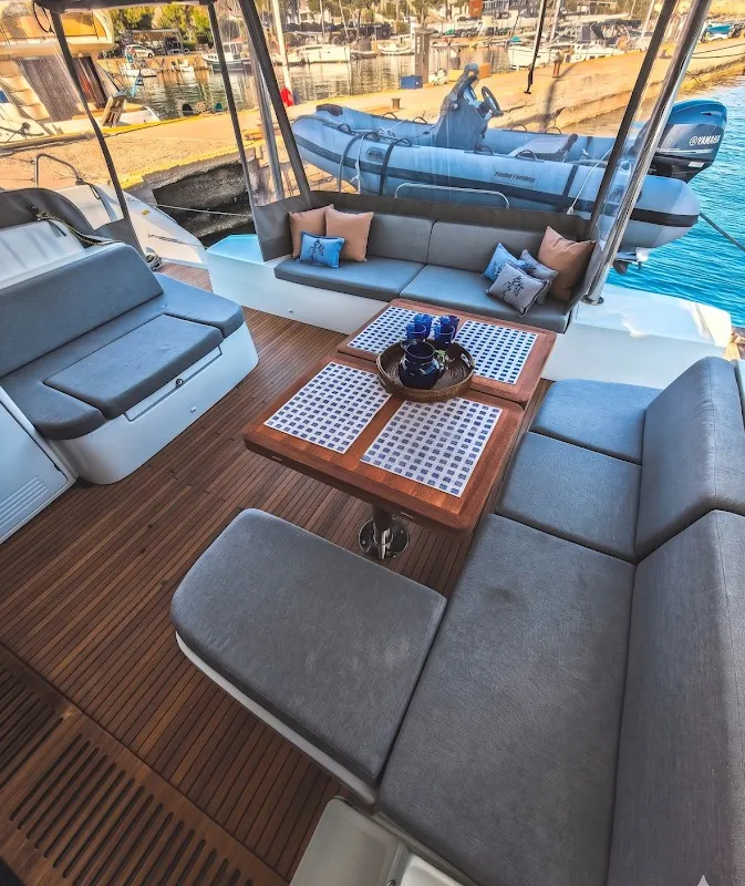 Alpha, a Lagoon 51 catamaran at Agios Stefanos, Greece