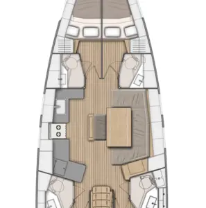 Floor plan of July, a Beneteau Oceanis 46.1 sailboat at Municipal Unit of Lefkada, Greece