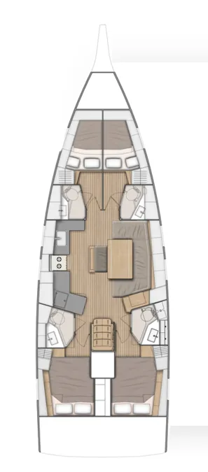 Floor plan of July, a Beneteau Oceanis 46.1 sailboat at Municipal Unit of Lefkada, Greece