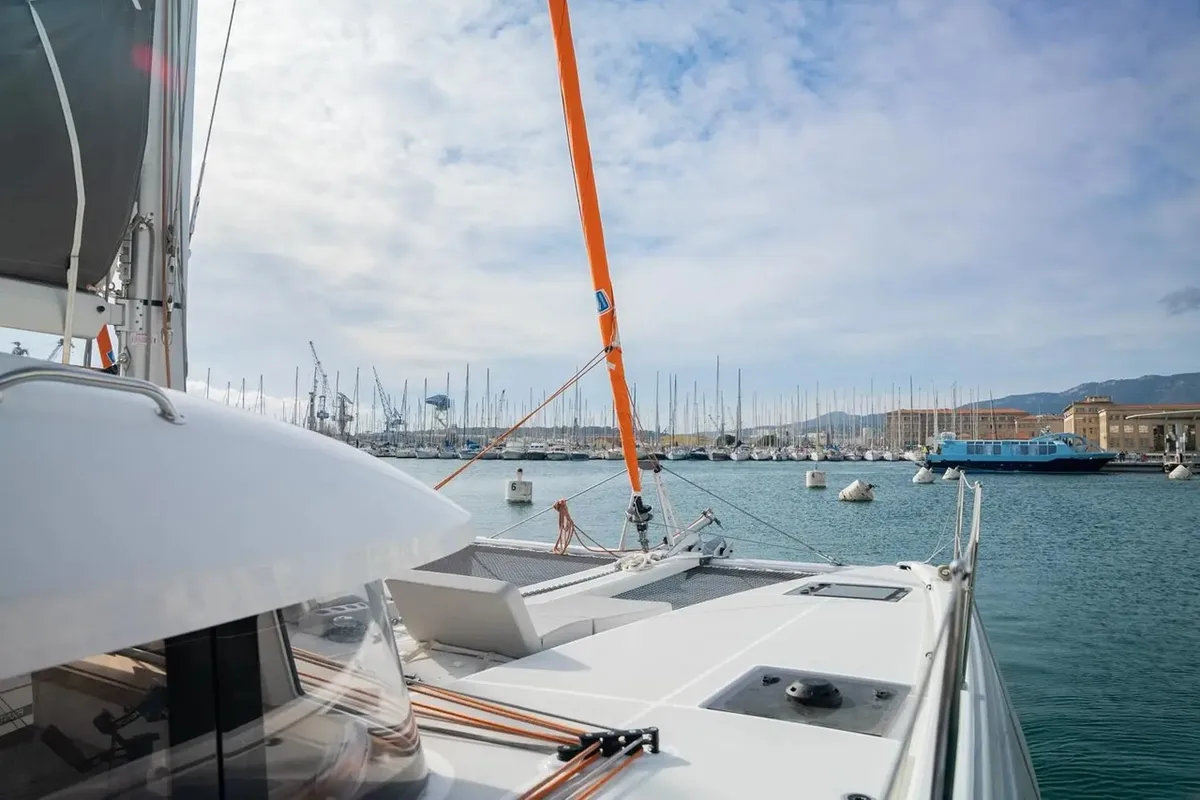 Exterior view of Adva, a Excess 11 catamaran at Toulon, France