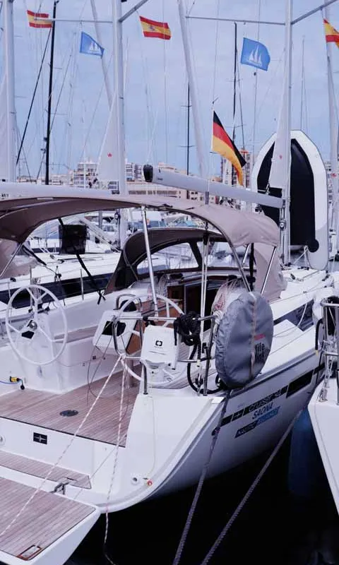 Cockpit of Saona, a Bavaria Cruiser 34 sailboat at Palma de Mallorca, Spain