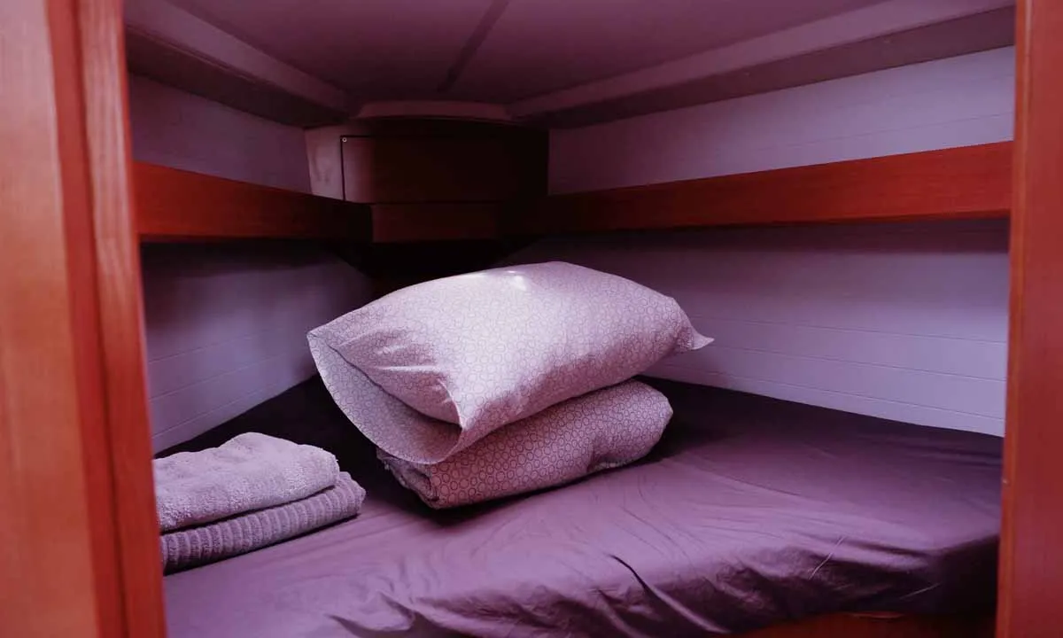 Cabin on Saona, a Bavaria Cruiser 34 sailboat at Palma de Mallorca, Spain
