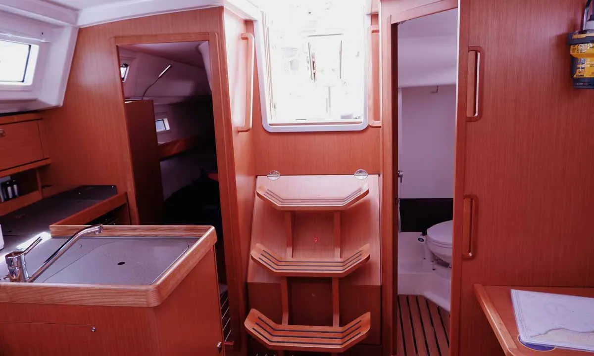 Galley of Saona, a Bavaria Cruiser 34 sailboat at Palma de Mallorca, Spain