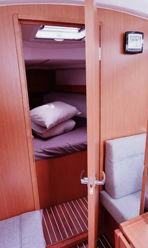 Cabin on Saona, a Bavaria Cruiser 34 sailboat at Palma de Mallorca, Spain