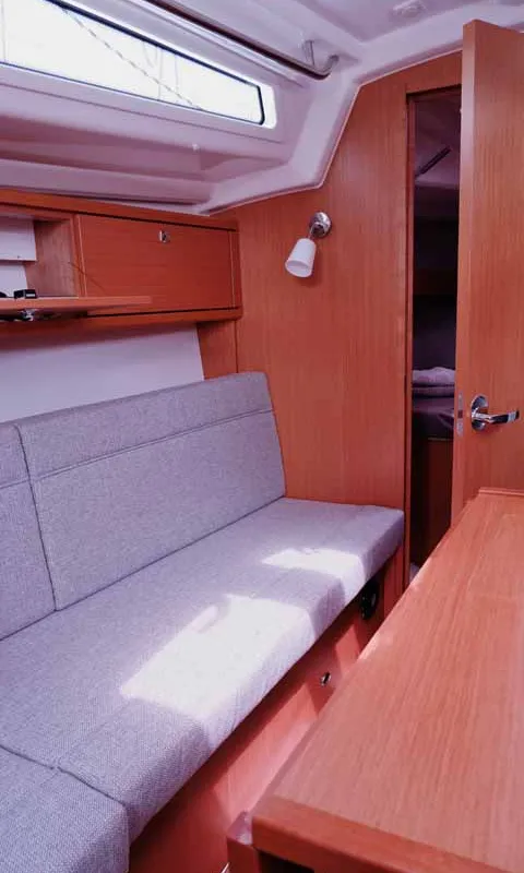 Salon of Saona, a Bavaria Cruiser 34 sailboat at Palma de Mallorca, Spain
