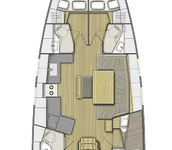Floor plan of Joy's Grace, a Beneteau Oceanis 46.1 sailboat at Municipal Unit of Lefkada, Greece