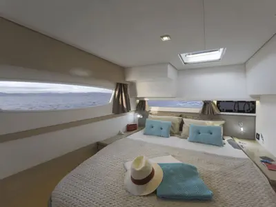 Cabin on Valhalla, a Fountaine Pajot Saba 50 catamaran at Road Town, British Virgin Islands