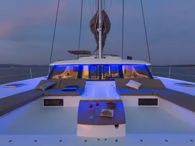 Deck of Valhalla, a Fountaine Pajot Saba 50 catamaran at Road Town, British Virgin Islands