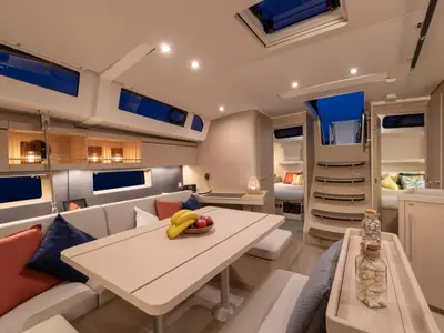 Salon of Moorings 46.3 Exclusive, a Beneteau Oceanis 46.1 sailboat at Road Town, British Virgin Islands
