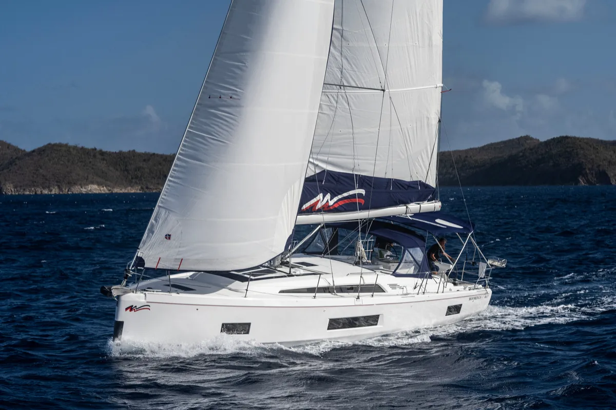 Exterior view of Moorings 46.3 Exclusive, a Beneteau Oceanis 46.1 sailboat at Road Town, British Virgin Islands