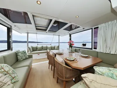 Salon of Sirène, a Bali 4.6 catamaran at Grad Kaštela, Croatia