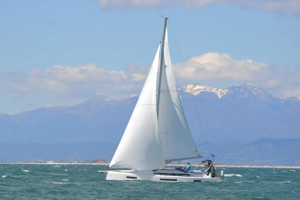 Exterior view of BLACK BIRD, a Jeanneau Sun Odyssey 440 sailboat at Sipias Municipal Unit, Greece