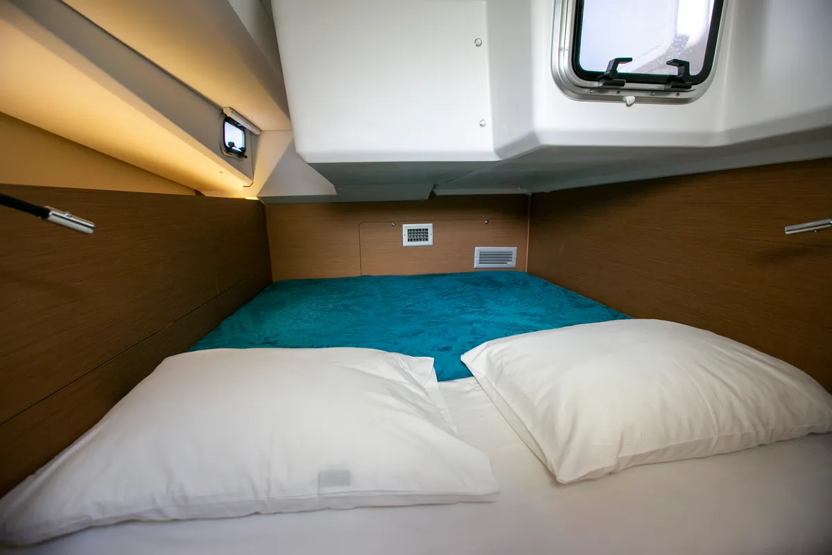Cabin on BLACK BIRD, a Jeanneau Sun Odyssey 440 sailboat at Sipias Municipal Unit, Greece