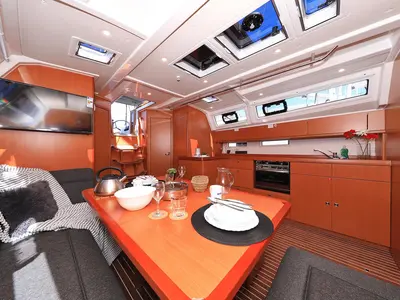 Galley of Evodia 1, a Bavaria Cruiser 46 sailboat at Grad Biograd na Moru, Croatia