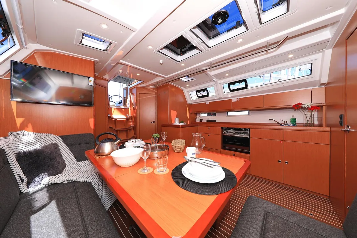 Galley of Evodia 1, a Bavaria Cruiser 46 sailboat at Grad Biograd na Moru, Croatia