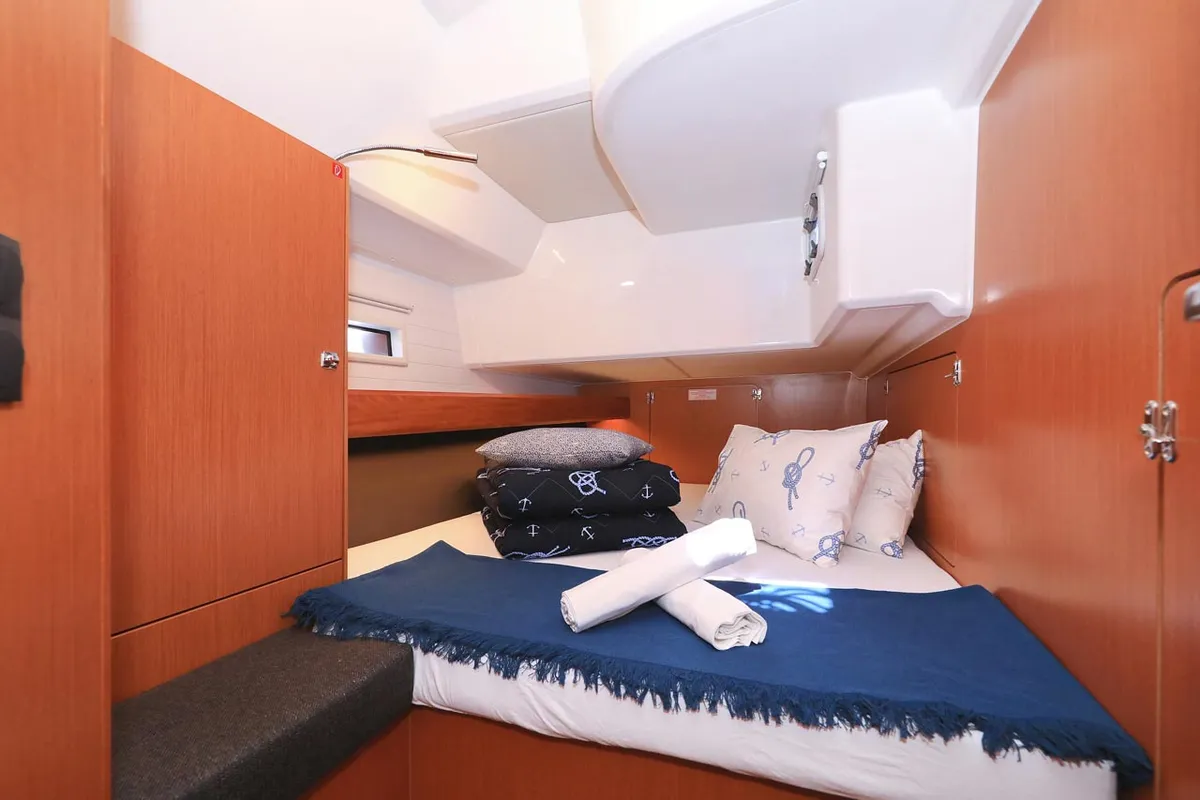 Cabin on Evodia 1, a Bavaria Cruiser 46 sailboat at Grad Biograd na Moru, Croatia