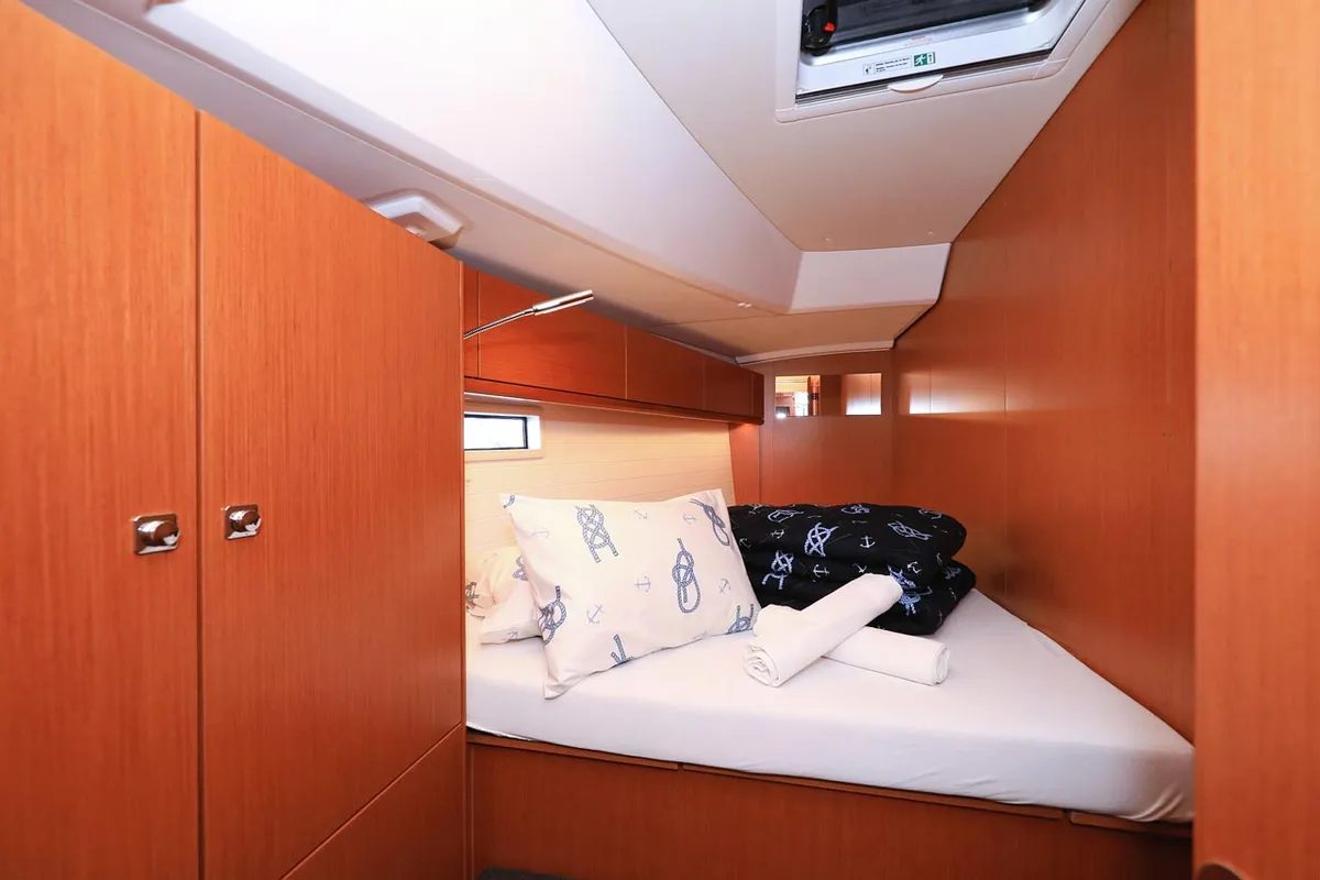 Cabin on Evodia 1, a Bavaria Cruiser 46 sailboat at Grad Biograd na Moru, Croatia