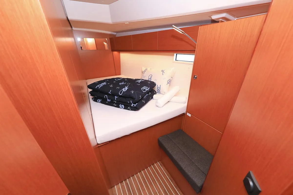 Cabin on Evodia 1, a Bavaria Cruiser 46 sailboat at Grad Biograd na Moru, Croatia