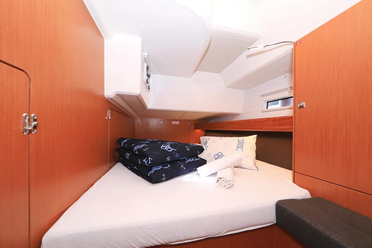 Cabin on Evodia 1, a Bavaria Cruiser 46 sailboat at Grad Biograd na Moru, Croatia