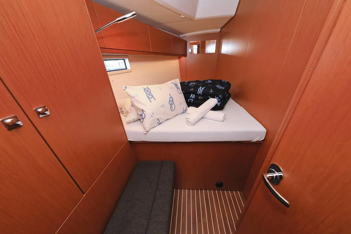 Cabin on Evodia 1, a Bavaria Cruiser 46 sailboat at Grad Biograd na Moru, Croatia
