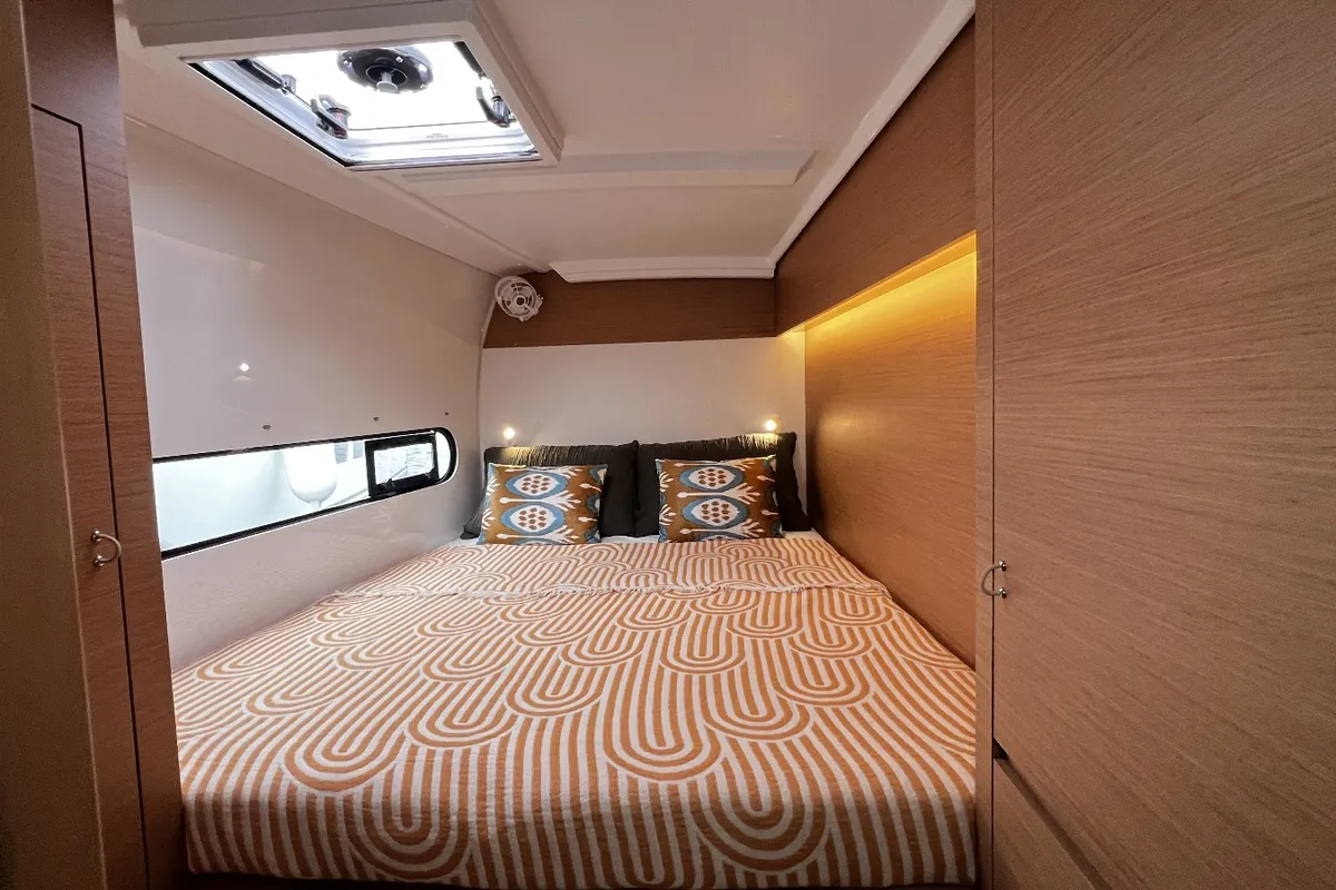 Cabin on SMOTA, a Excess 11 catamaran at Fethiye, Turkey