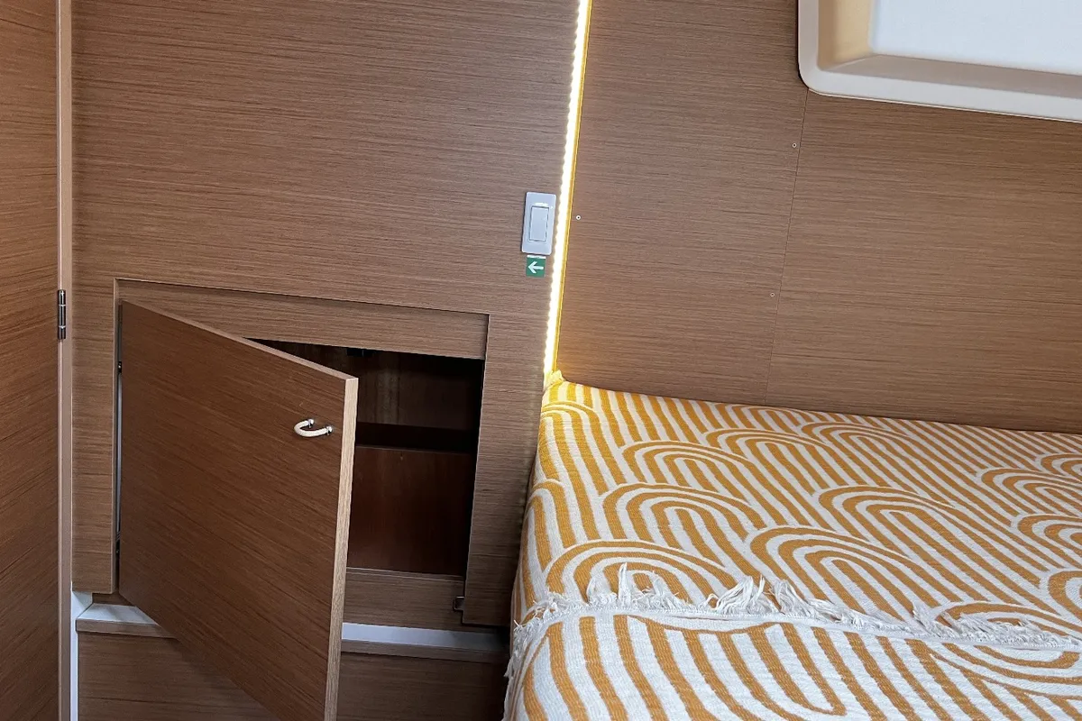 Cabin on SMOTA, a Excess 11 catamaran at Fethiye, Turkey