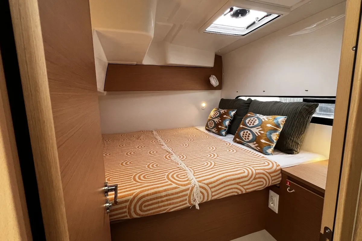 Cabin on SMOTA, a Excess 11 catamaran at Fethiye, Turkey