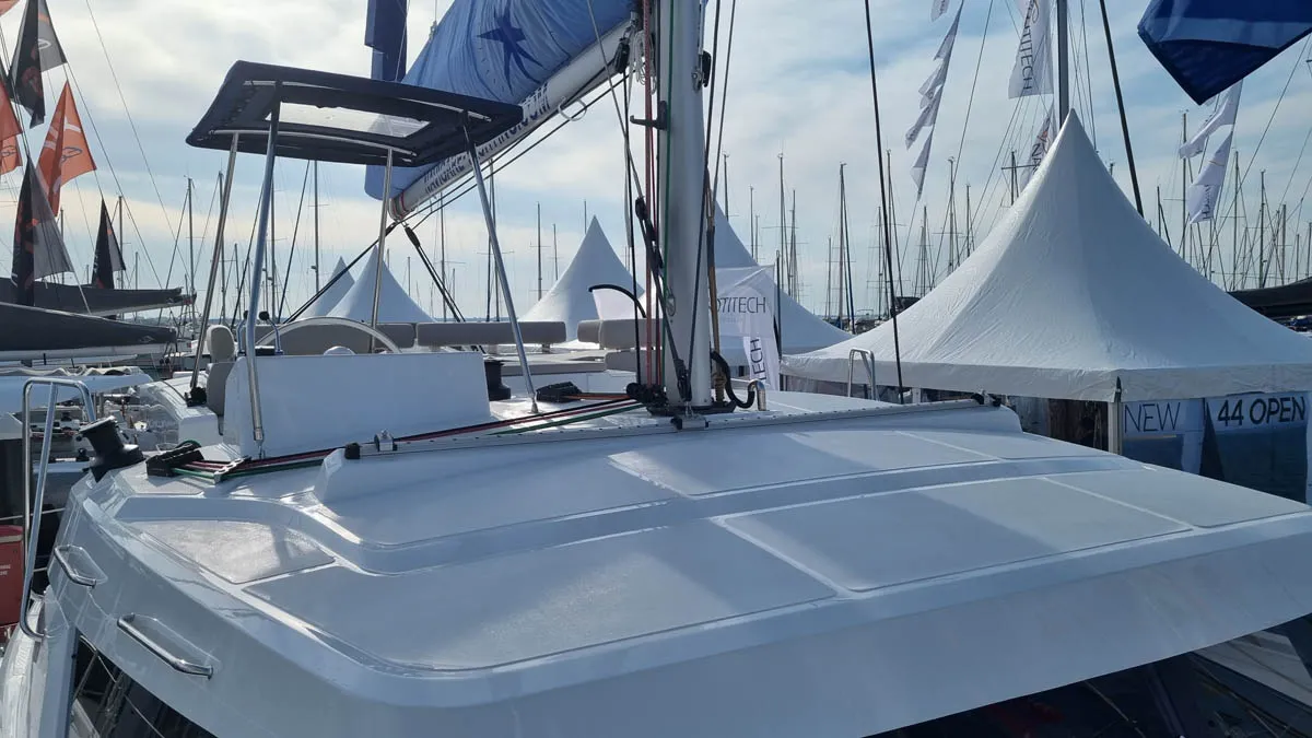 Deck of Wanderer, a Bali Catspace catamaran at Road Town, British Virgin Islands