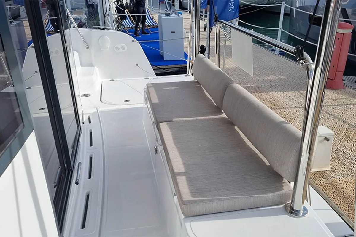 Deck of Wanderer, a Bali Catspace catamaran at Road Town, British Virgin Islands