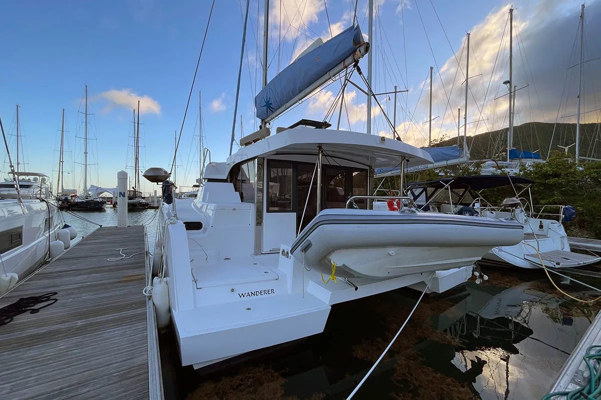 Exterior view of Wanderer, a Bali Catspace catamaran at Road Town, British Virgin Islands