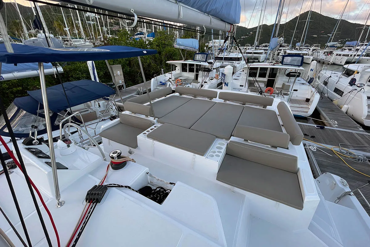 Deck of Wanderer, a Bali Catspace catamaran at Road Town, British Virgin Islands
