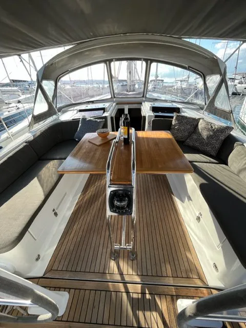 Cockpit of Zsiber, a Hanse 455 sailboat at Grad Biograd na Moru, Croatia