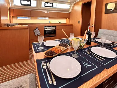 Galley of Leisure, a Bavaria Cruiser 46 sailboat at Marmaris, Turkey