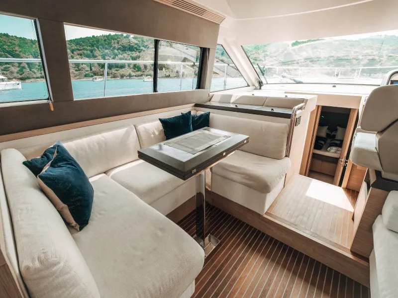Salon of Blizzard, a Beneteau Monte Carlo 5 motorboat at Seget Donji, Croatia
