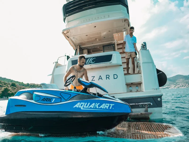 Galley of Blizzard, a Beneteau Monte Carlo 5 motorboat at Seget Donji, Croatia