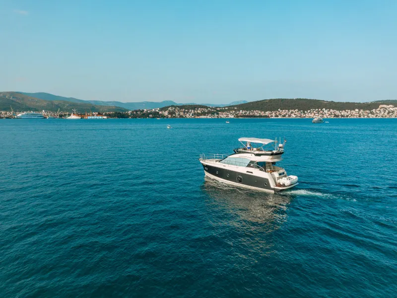 Deck of Blizzard, a Beneteau Monte Carlo 5 motorboat at Seget Donji, Croatia