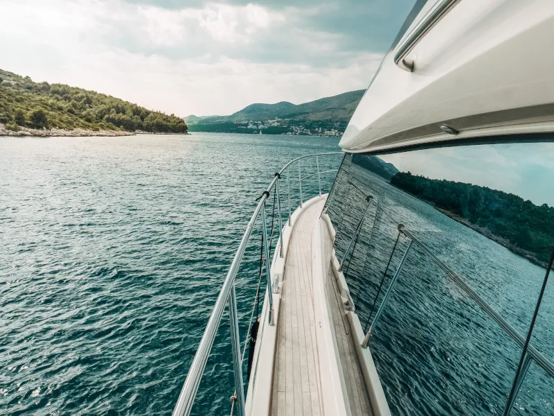 Deck of Blizzard, a Beneteau Monte Carlo 5 motorboat at Seget Donji, Croatia