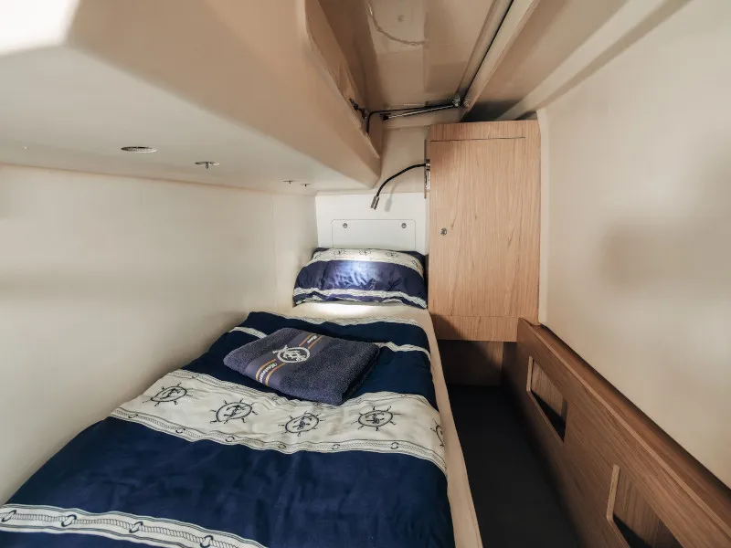 Cabin on Blizzard, a Beneteau Monte Carlo 5 motorboat at Seget Donji, Croatia