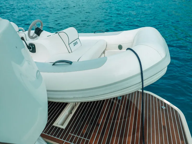 Deck of Blizzard, a Beneteau Monte Carlo 5 motorboat at Seget Donji, Croatia