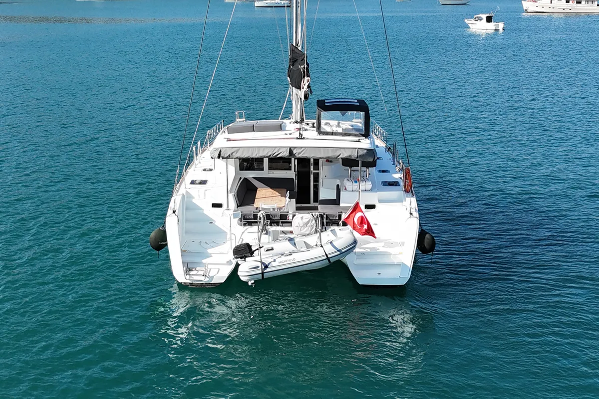 Mizu, a Lagoon 40 catamaran at Fethiye, Turkey