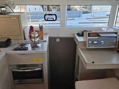 Galley of Mizu, a Lagoon 40 catamaran at Fethiye, Turkey