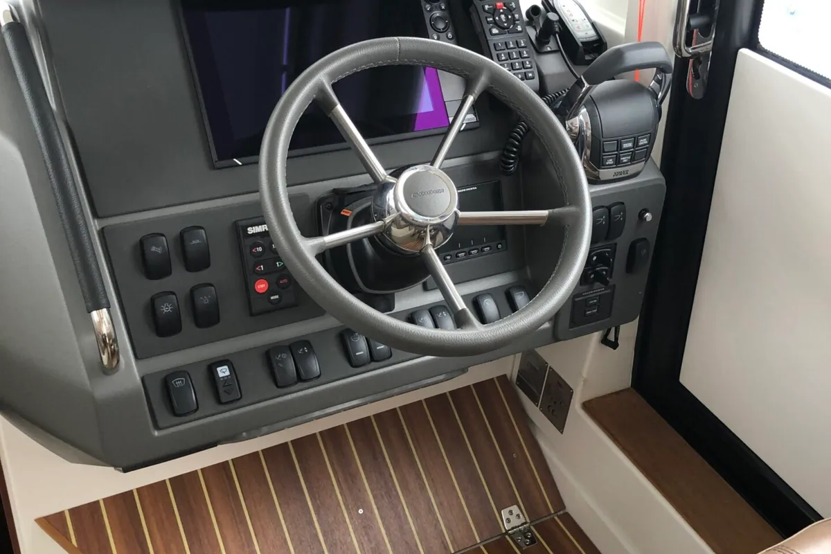 Cockpit of Polluks, a Nimbus 305 Coupe motorboat at Pirovac, Croatia
